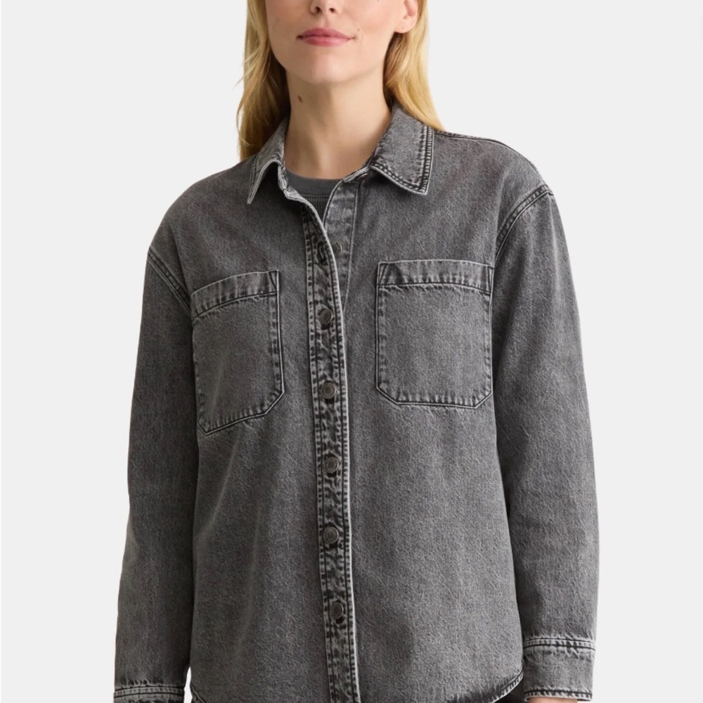 Gray Denim Button-Up Shirt